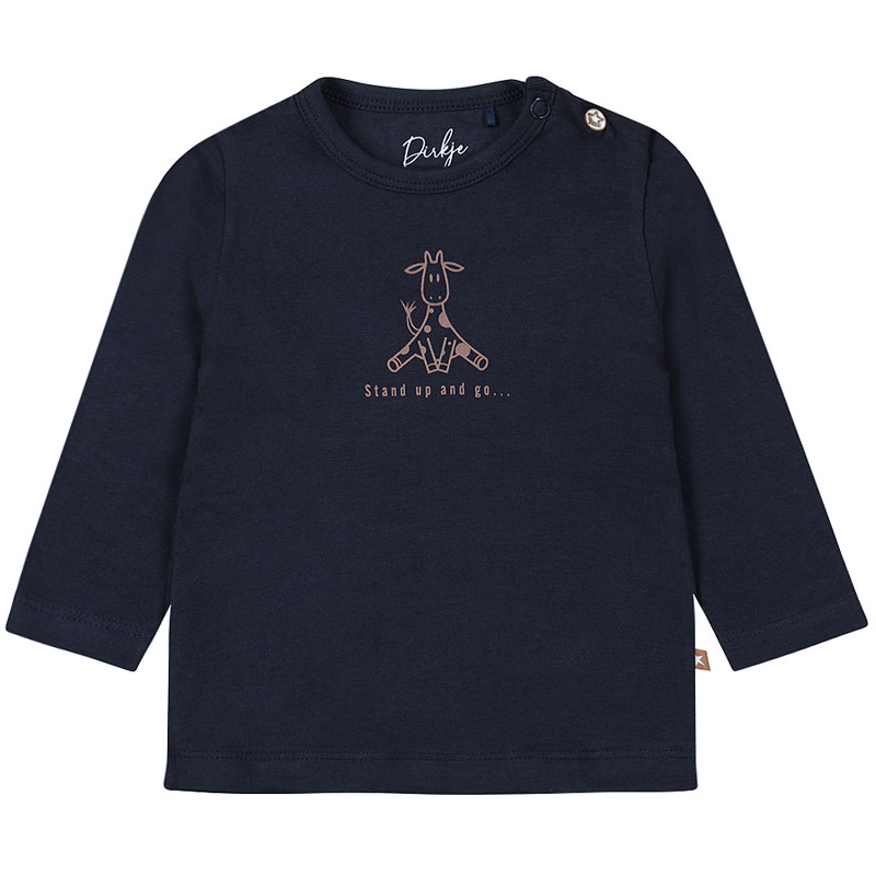 Dirkje newborn jongensshirt Giraf donkerblauw - Afbeelding 2